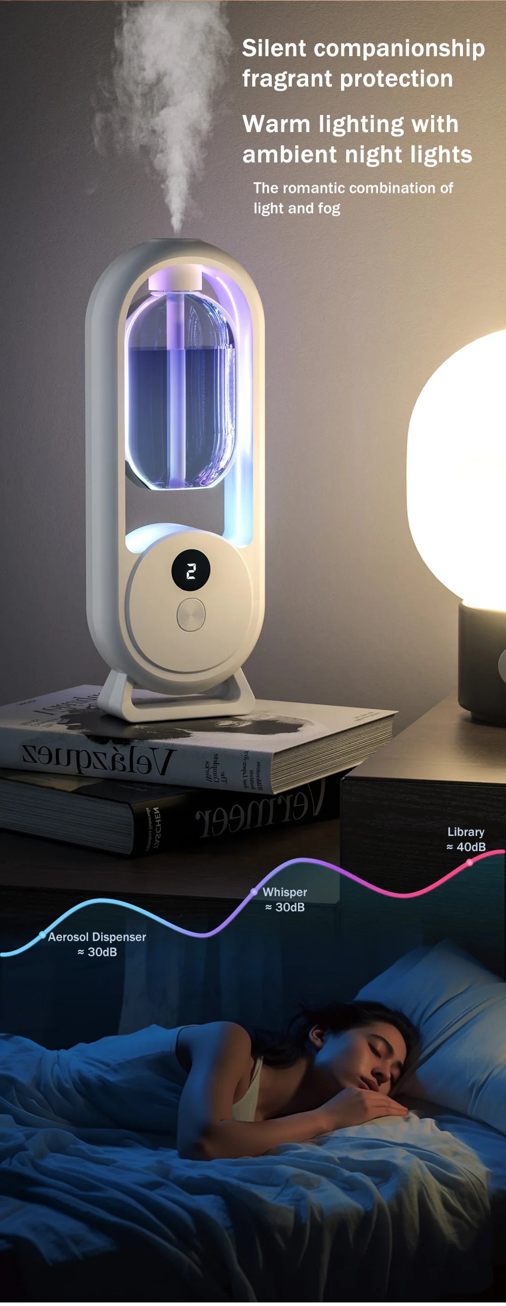 Rechargeable Portable Aroma Diffuser – Essential Oil Aromatherapy Air Freshener with 5 Timed Spray Modes