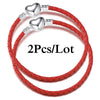 2-Pack Leather Chain Charm Bracelets with Beads – Handmade Couples Pulsera Jewelry (Unisex)