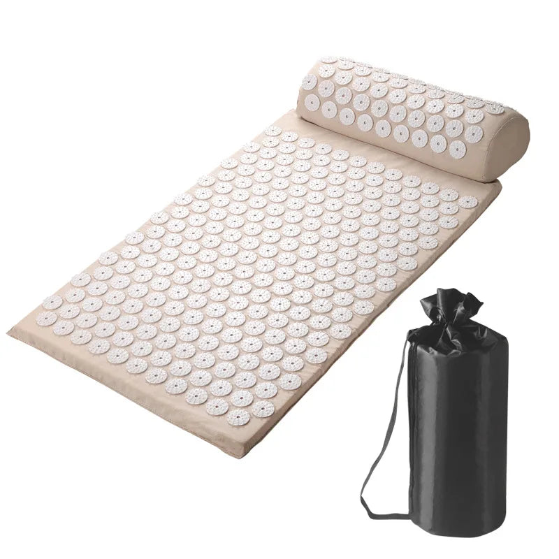 Acupressure Shakti Mat with Pillow – Spike Massage Mat for Back & Body Pain Relief, Yoga Relaxation (68×42×2 cm / 26.8×16.5×0.8 in)