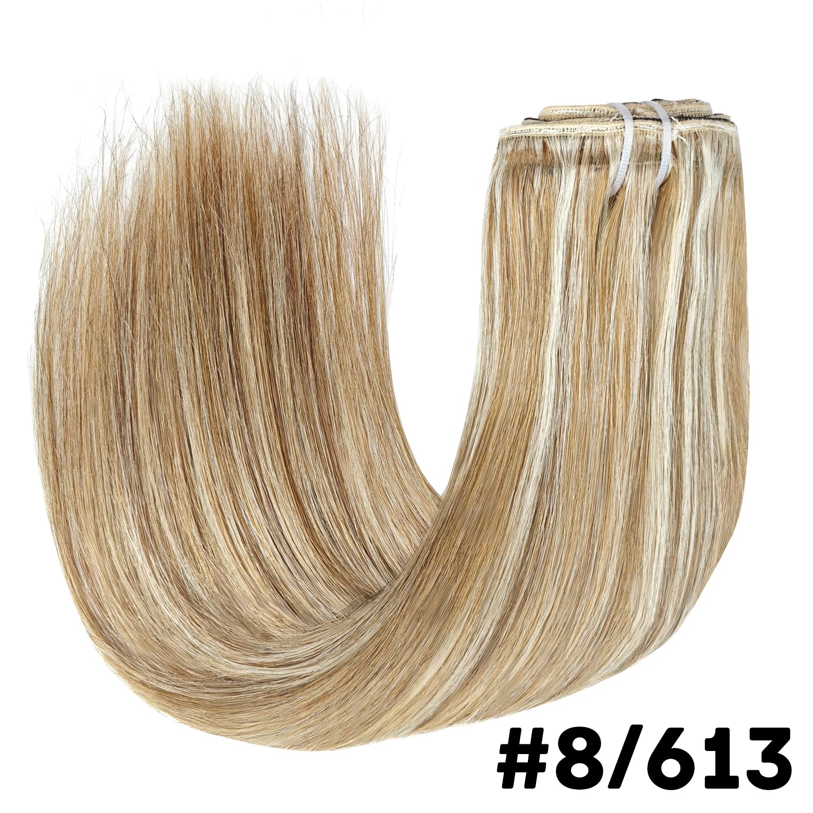 Seamless Clip-In Human Hair Extensions 8-Piece 120g Brazilian Remy Straight 16-26 in (41-66 cm)