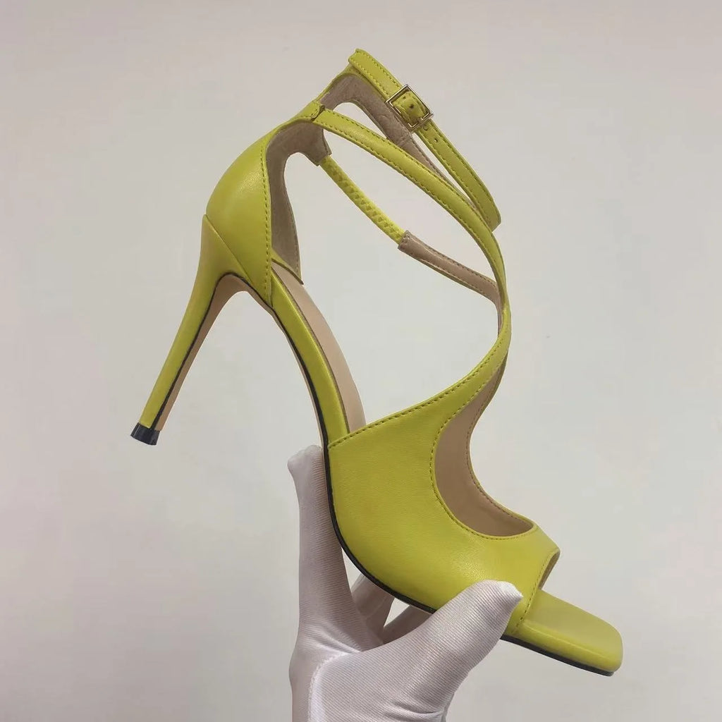 Women's Summer High Heel Open-Toe Sandals – Thin Heels Party Dance Shoes, EU 34–48 (8cm+ Heel)