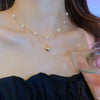 Pearl Bead Choker Necklace Gold Link Chain Ball Pendant - K-Pop Goth Collar for Women
