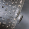 Gold Snowflake & Snowman 3D Self-Adhesive Christmas Nail Stickers with Rhinestones, 10.3 x 8 cm (4.06 x 3.15 in) Sheet