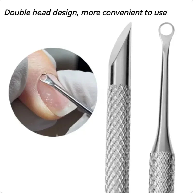 Double-Ended Stainless Steel Cuticle Pusher & Nail Remover – Beveled Circle Head Manicure Tool
