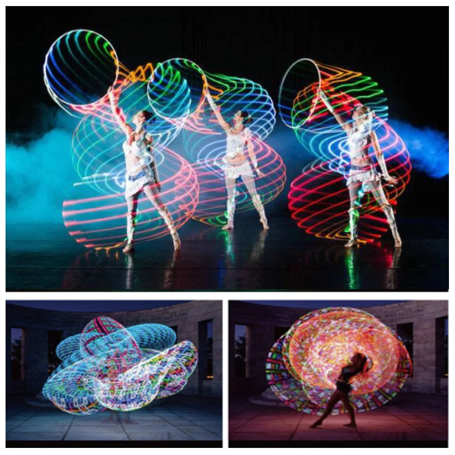 LED Luminous Hula Hoop 60cm (24in) Detachable Fitness Hoop – 14-LED Waist Exercise for Weight Loss