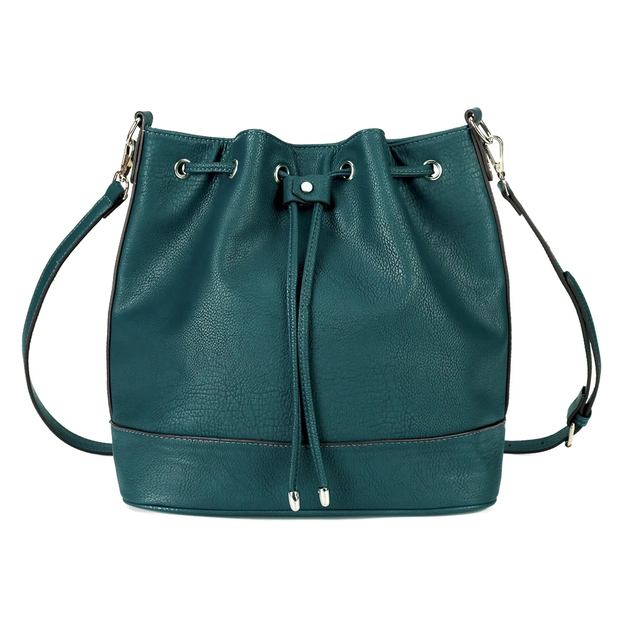 AFKOMST Leather Bucket Bag - Drawstring Crossbody Purse for Women, Medium (9.5 in x 11 in x 5.5 in / 25 x 28 x 14 cm) Hobo Tote with 2 Detachable Shoulder Straps