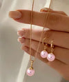 Dainty Pearl Necklace & Dangle Earrings Set for Women – Classic Pendant Jewelry for Everyday and Party Wear