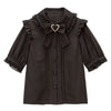 Kawaii Jirai Kei Lolita Y2K Japanese Style Blouse with Peter Pan Collar Long Sleeve Sweet Aesthetic Top for Women
