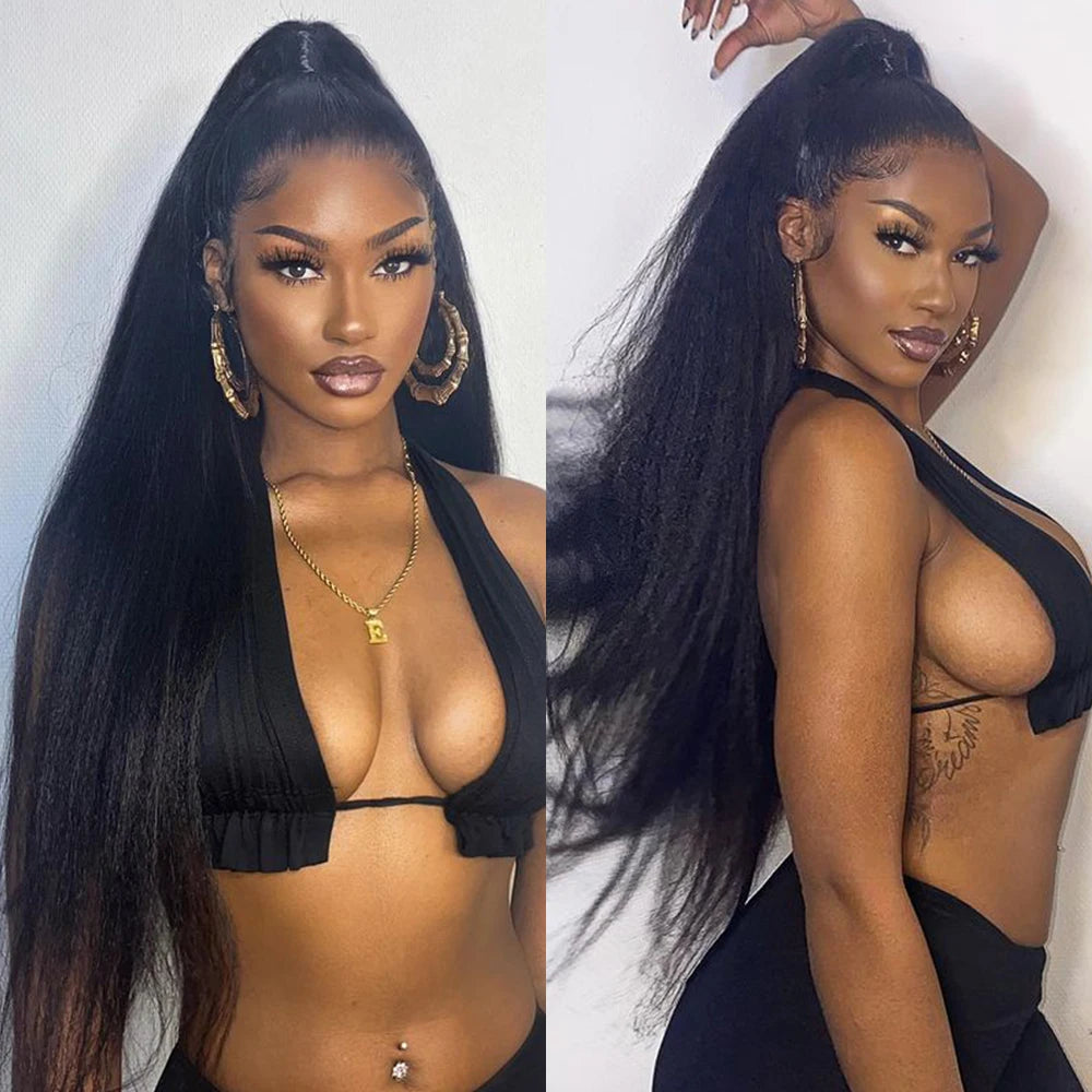 Alibele Clip-In Drawstring Ponytail Hair Extension Kinky Straight Remy Mongolian Human Hair 10-32 in (25-81 cm)