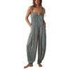 Women's Summer Floral Cami Jumpsuit - Tie-Up Spaghetti Strap Sleeveless Loose Ankle-Length Romper
