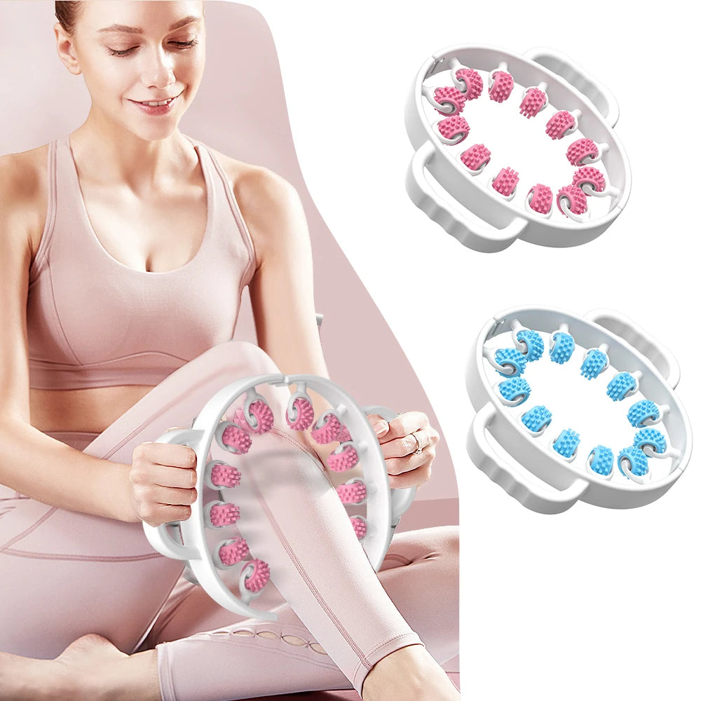 12-Wheel Manual Leg & Body Massage Roller – Full-Coverage Thigh, Calf & Arm Muscle Relief