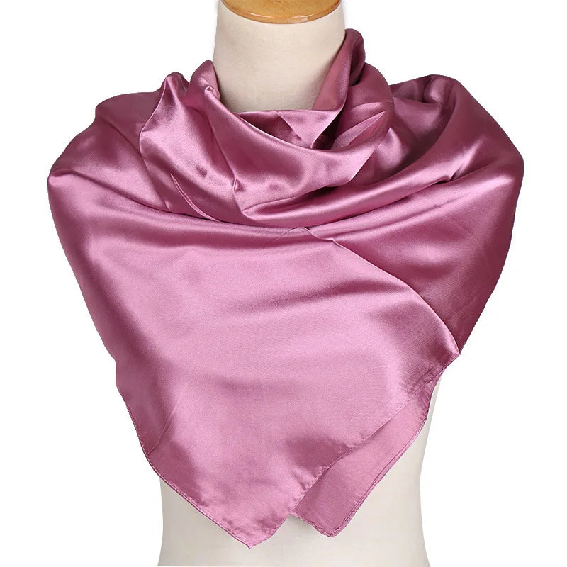 Silk Satin Square Scarf 90 x 90 cm (35.4 x 35.4 in) – Women’s Hijab Shawl Bandana Headscarf Foulard, 28 Colors