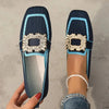 Women's Knitted Slip-On Square Toe Canvas Loafers – Breathable Flat Casual Shoes, Extended Sizes