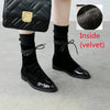 Women's Black Mid-Calf Lace-Up Motorcycle Boots – British Street Style with Square Heel & Platform