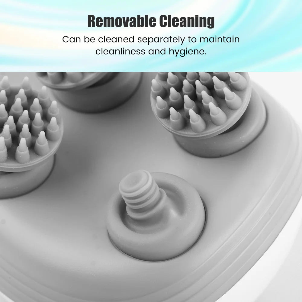 Electric 4-Head Head & Body Massager — Deep Tissue Scalp, Neck & Shoulder Handheld, 3-Speed USB Rechargeable Vibrating Kneading for Pets