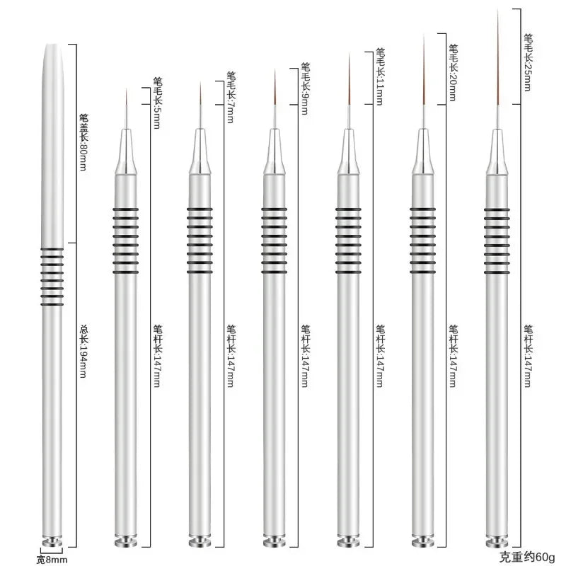 Nails Art Liner Brushes Elongated Lines Striping Drawing Painting  6/9/12/15/18/25mm Nail Design Pen Professional Manicure Tool