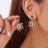 Snowflake Crystal Zircon Pearl Drop Stud Earrings for Women – Christmas New Year Party Gift