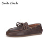 Genuine Leather Boat Shoes for Women - Classic Moccasin Flats, Non-Slip Casual Loafers