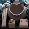 Bridal Cubic Zirconia Jewelry Set – Necklace, Bracelet, Earrings and Ring, 24K Gold/White Gold Plated Geometric Wedding Set