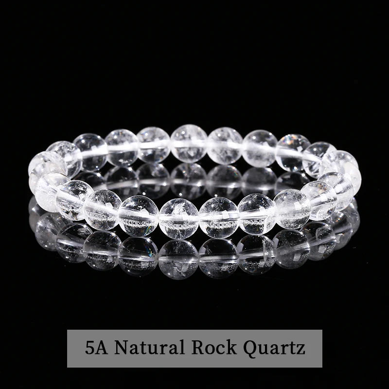 Natural Stone Beaded Bracelet 6/8/10mm — Obsidian Fluorite Quartz Jasper Stretch Yoga Bracelet for Women & Men