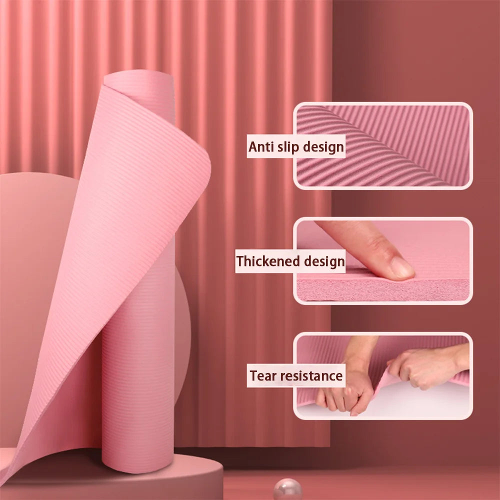 8mm NBR Yoga Mat 185 x 61 cm (72.8 x 24 in) – Anti-Slip Thick Exercise Mat for Beginners, Home Yoga, Pilates & Fitness