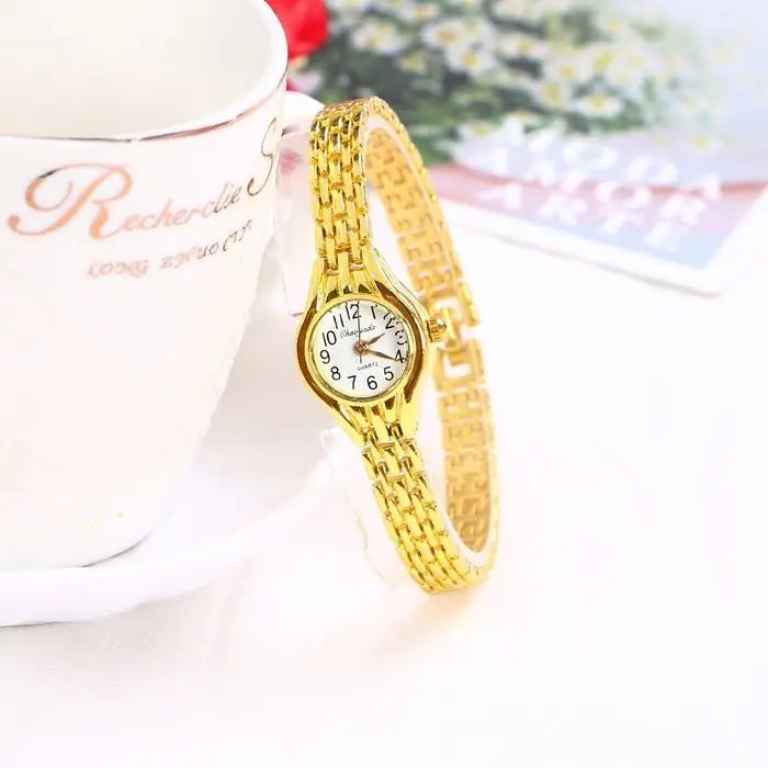 Gold Bracelet Women's Watch Small Dial Stainless Steel Luxury Quartz Wristwatch Elegant Gift