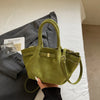 Matte PU Suede Tote Bag for Women – Large Capacity Retro Shoulder & Crossbody with Belt Detail