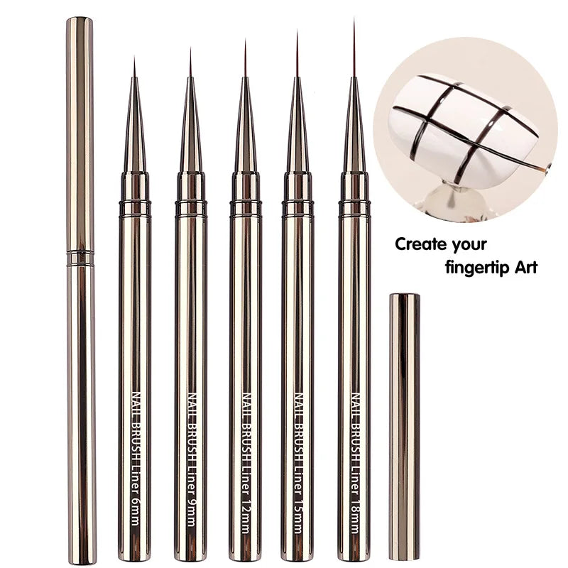 Nails Art Liner Brushes Elongated Lines Striping Drawing Painting  6/9/12/15/18/25mm Nail Design Pen Professional Manicure Tool