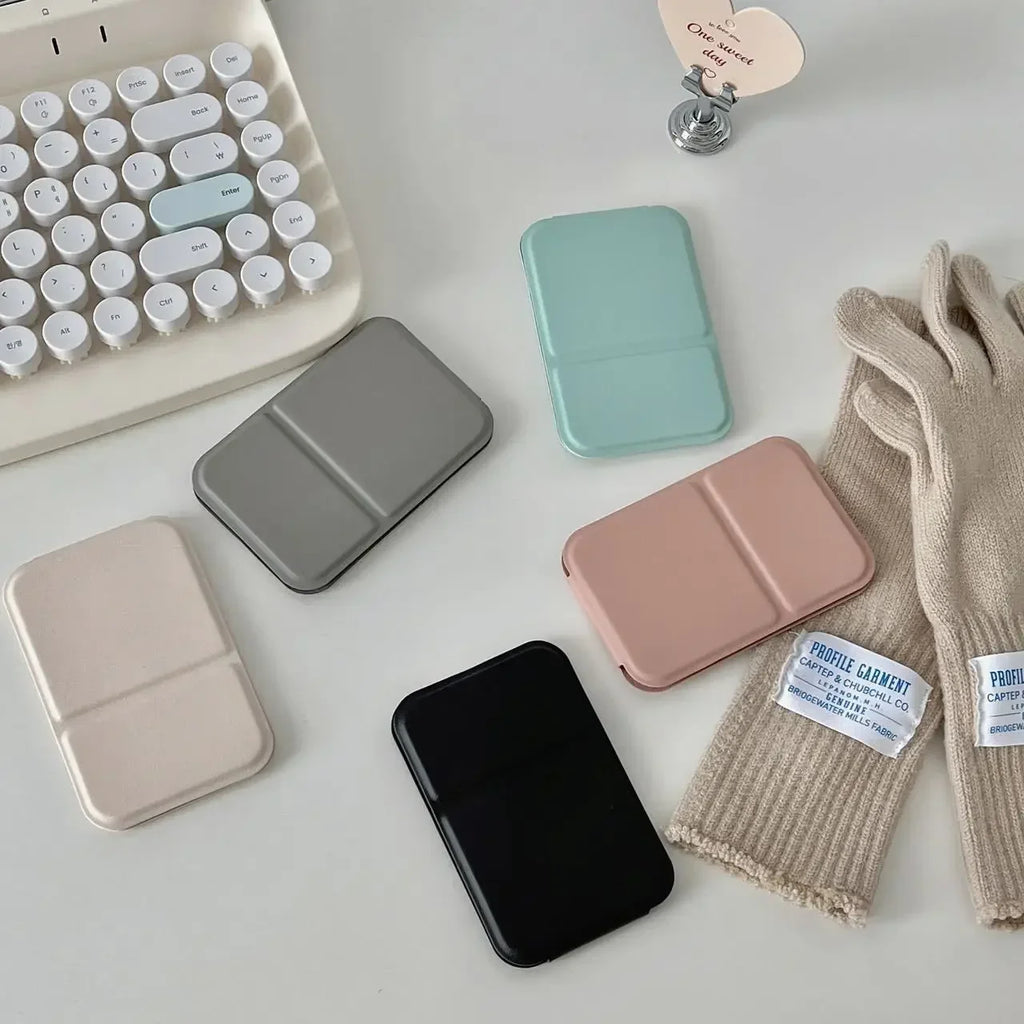 PU Leather Foldable Compact Makeup Mirror – Portable Handheld & Desktop Pocket Mirror 7 x 11 cm (2.8 x 4.3 in)