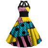 Sally Patchwork Dress - Spaghetti Strap V-Neck Backless Knee-Length Cosplay Costume for Women, Halloween Party