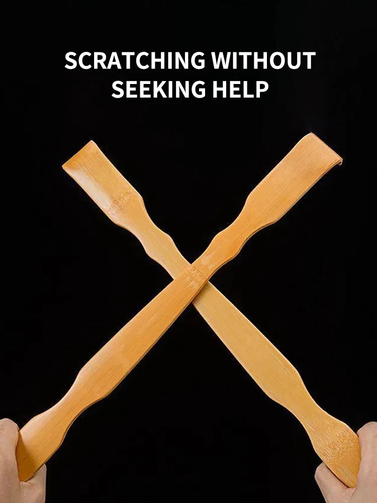 Bamboo Back Scratcher Stick with Massage Roller – Long Wooden Back Scratcher for Men & Women