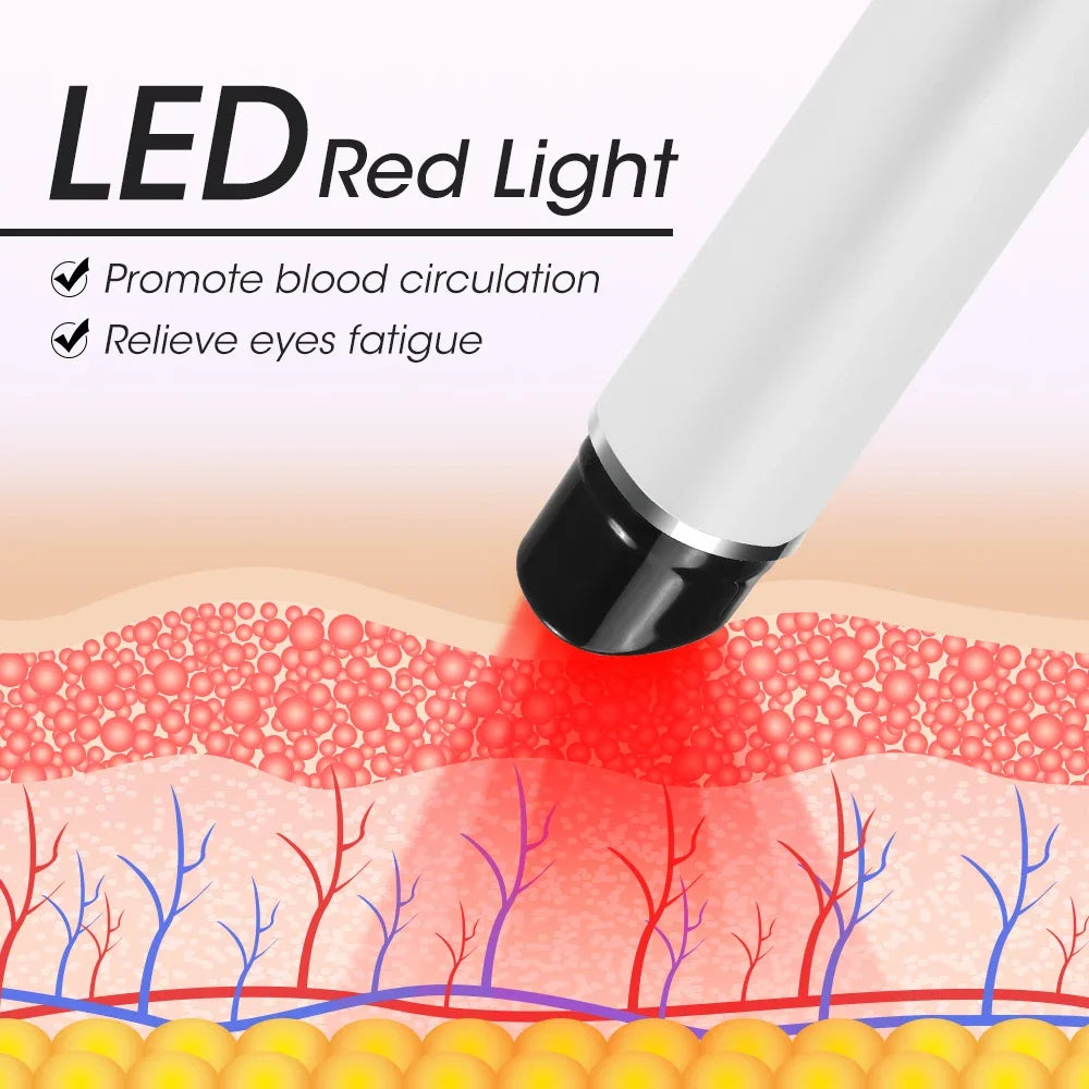 3-in-1 Red Light Eye Massager — Microcurrent EMS, Heating & Vibration Eye Lift Wand for Dark Circles & Puffiness