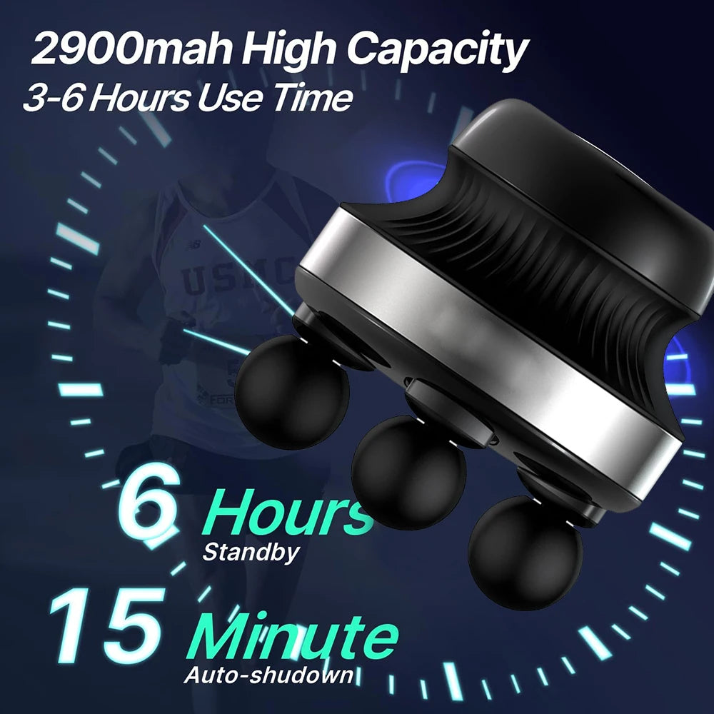 4-Head Deep Tissue Massage Gun – Electric Fascia Gun with High-Frequency Vibration, 5 Intensity Levels & 2900mAh Battery