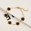 Adjustable Gold-Plated 316L Stainless Steel Clover Flower Bracelet — Five-Leaf Petal Charm for Women, Hypoallergenic Gift
