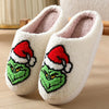 Women's White Faux Fur Fluffy Slippers - Plush Indoor Winter Slippers, Cartoon Pattern, Flat Rubber Sole, EU 36-45 (Fits 22.1–27.0 cm / 8.7–10.6 in)