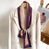 Women's Silk-Feel Printed Long Narrow Scarf 12 x 148 cm (4.7 x 58.3 in) - 50+ Colors | Headband & Shawl