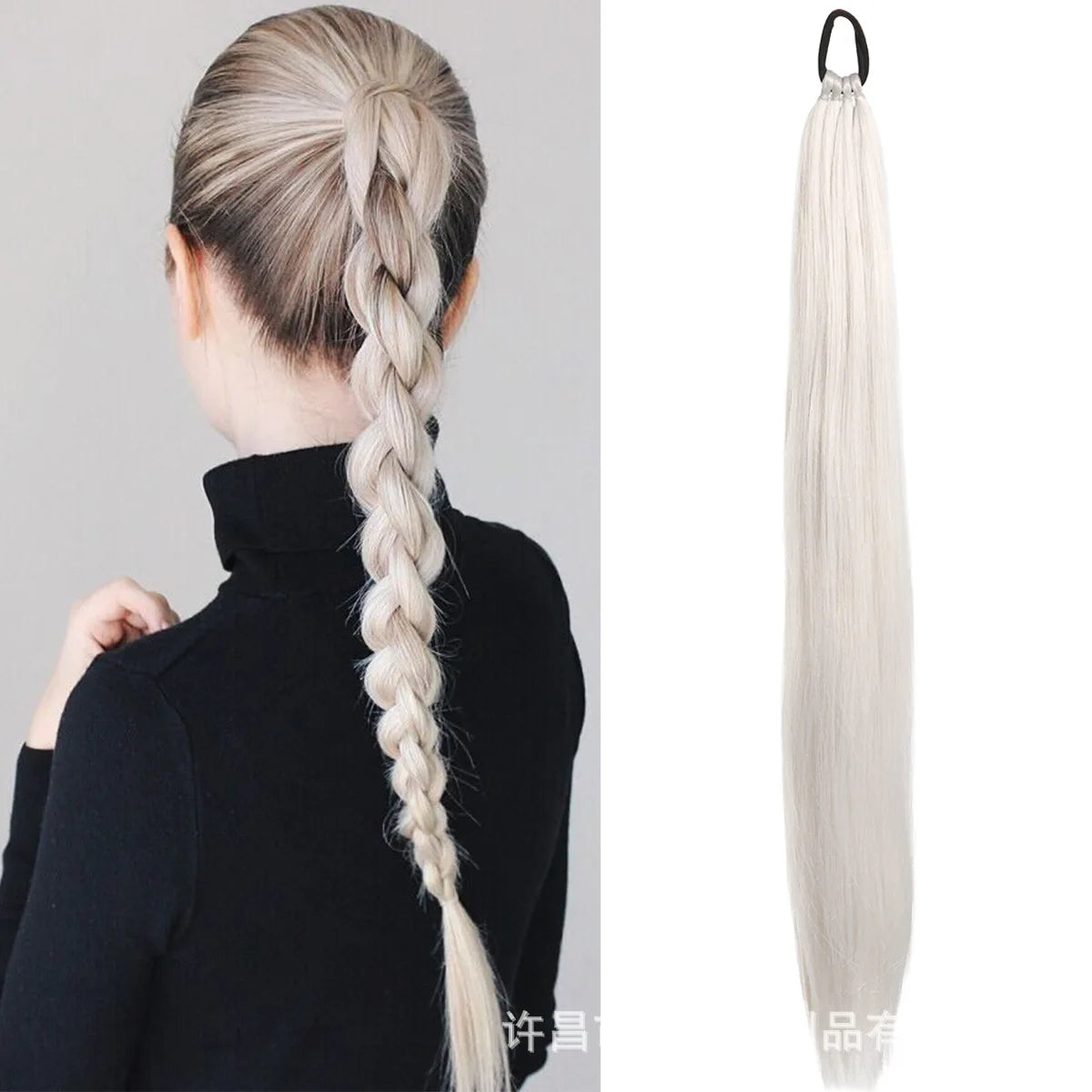 28 Inch Synthetic Straight Ponytail With Elastic Hair Rope Hair Extensions Fashionable For Daily Use Party Hair Accessories