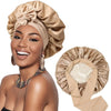 Satin Double Layer Sleep Bonnet with Wide Tie Band - Stretch Silky Nightcap Hair Wrap Shower Cap, One Size Fits Most