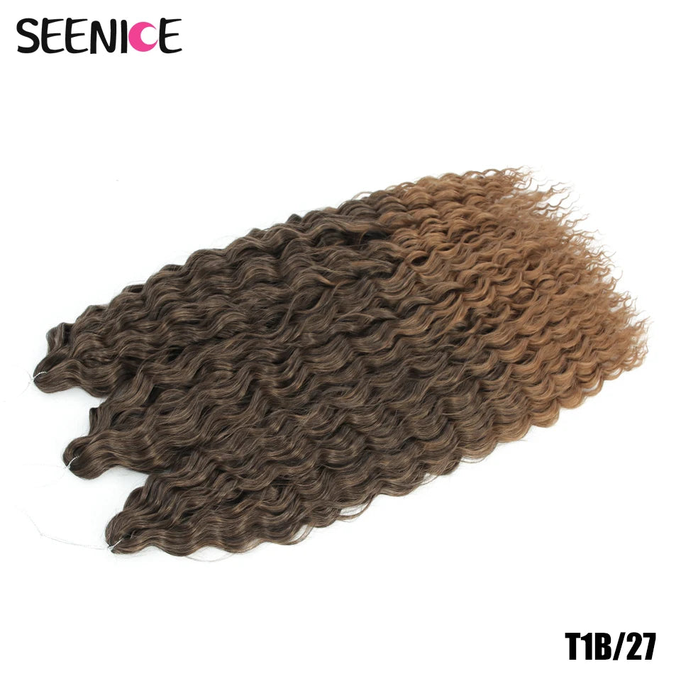 Ariel Water Wave Twist Crochet Braids – Ombre Synthetic Deep Wave Hair Extensions, 22 Inch (55 cm)