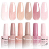 Hema-Free TPO-Free Gel Nail Polish 7.5ml, Glitter Jelly & Nude Shades, Soak-Off UV/LED Full Coverage French