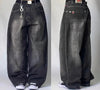 Harajuku Y2K Embroidered Baggy Wide-Leg Jeans for Women - Washed Distressed Low Waist Casual Hip-Hop Gothic