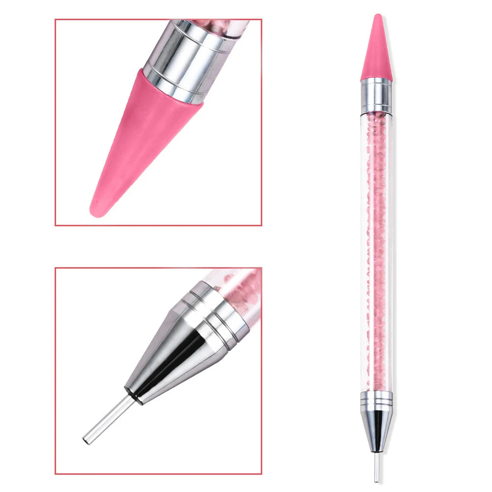 Dual-Ended Wax Rhinestone Picker Pen — Nail Art Dotting Tool for Crystals & Gems