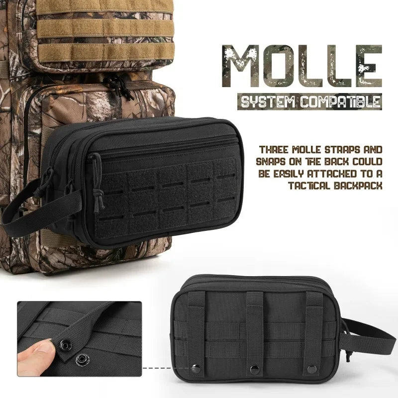 Tactical Hanging Toiletry Bag for Men and Women - MOLLE Dopp Kit Travel Shaving & Shower Organizer