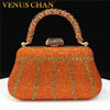 Rhinestone Evening Clutch Diamond-Style Minaudiere with Metal Handle & 47in (120cm) Chain