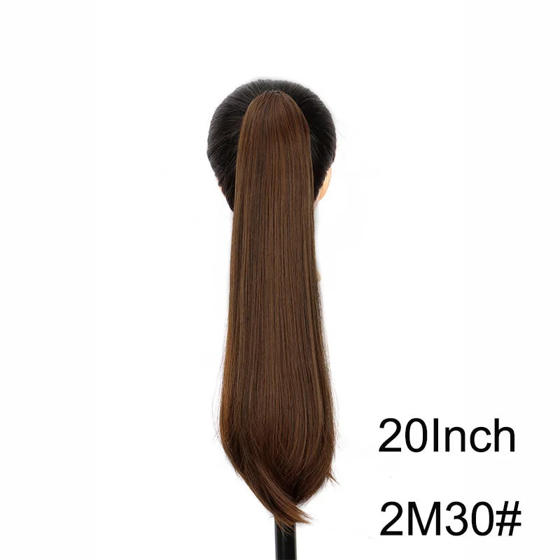 Clip-In Long Straight Ponytail Extension - 120g Synthetic High-Heat Fiber Claw Clip