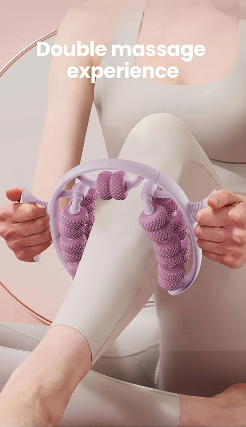 360° Dual-Row Massage Roller Clamp — Handheld Slimming Massager for Legs, Waist, Arms & Buttocks