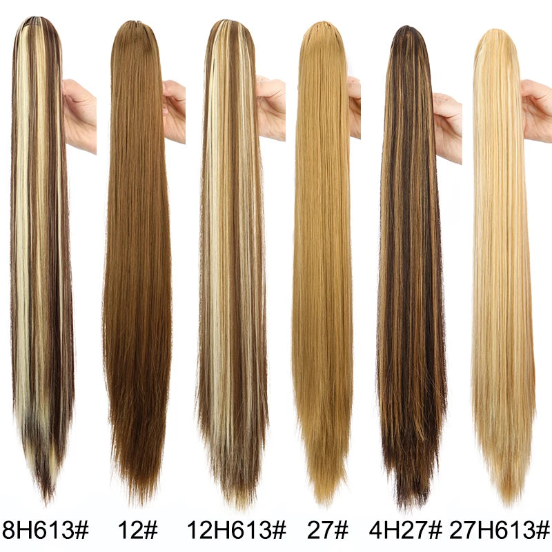 24-Inch (61 cm) Clip-In Straight Ponytail Hair Extension, Heat-Resistant Synthetic Claw Clip for Women, Blonde/Black
