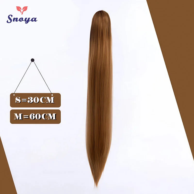 Snoya Clip-In Long Straight Ponytail Extension 60 cm / 30 cm (23.6 in / 11.8 in) Heat-Resistant Synthetic Claw Clip for Cosplay, Red, Purple, Pink, Blue