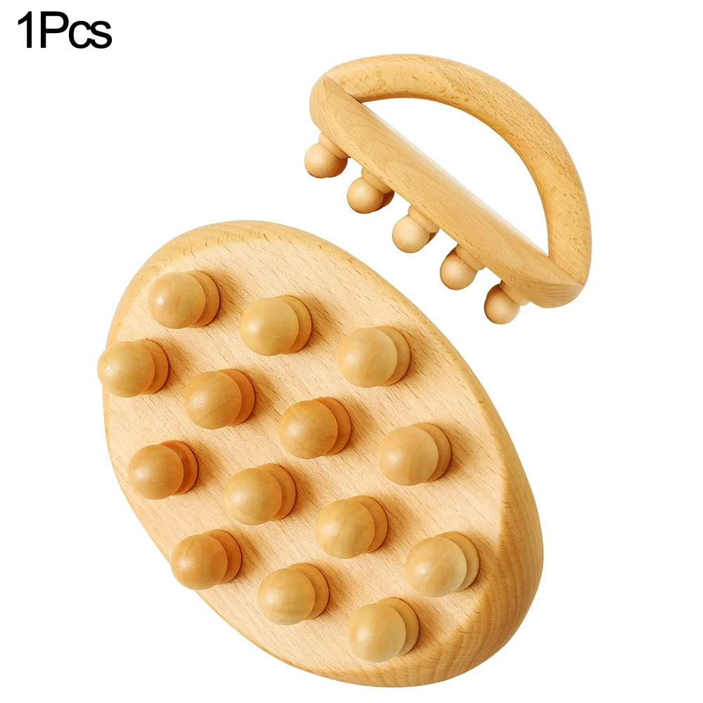 Wood Therapy Massage Roller and Gua Sha - Wooden Anti-Cellulite Slimming Massager for Body, Back & Feet