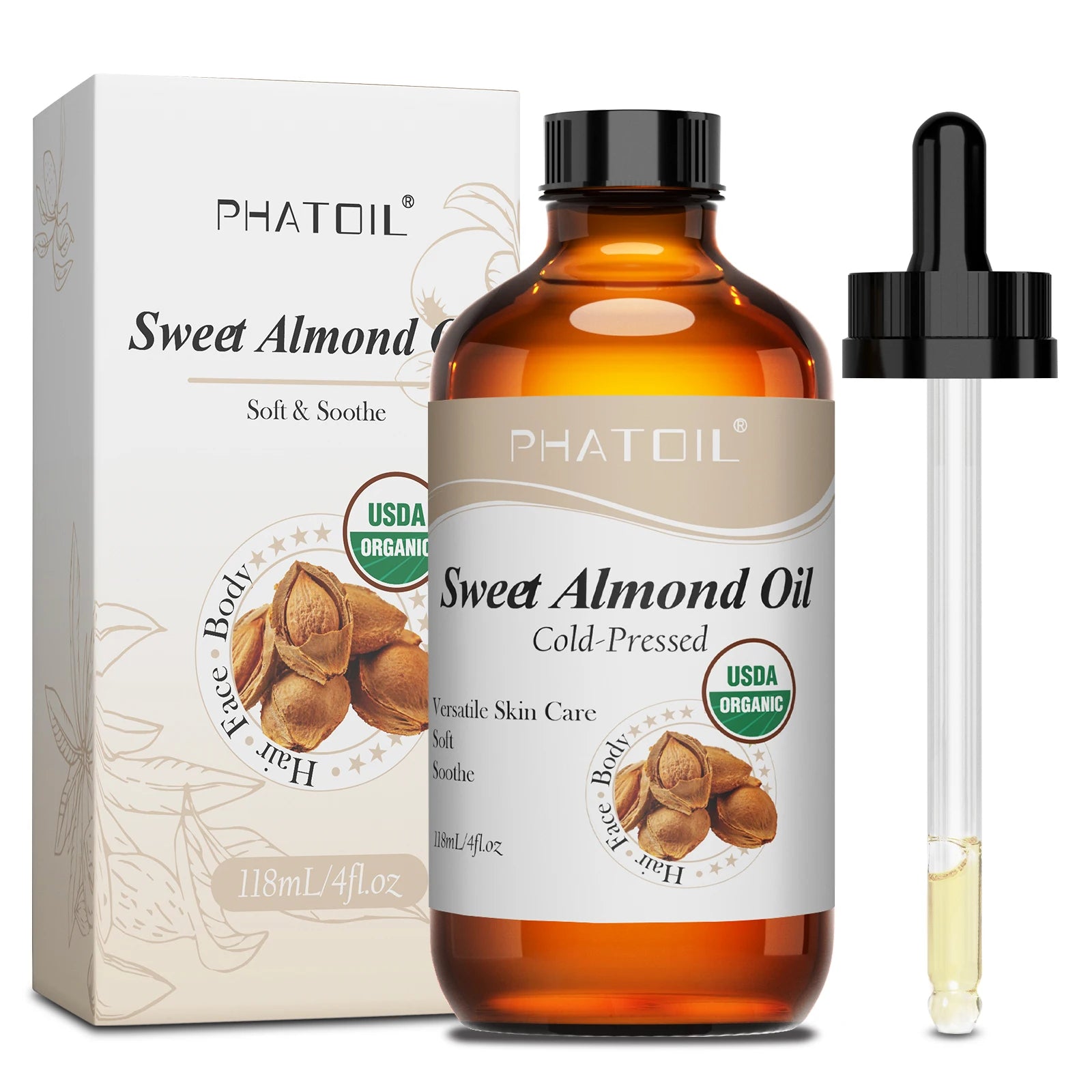 PHATOIL Organic Cold-Pressed Castor Oil 118ml/236ml (4/8 fl oz) - Unrefined for Hair, Eyelash & Nail Growth and Skin Moisturizer
